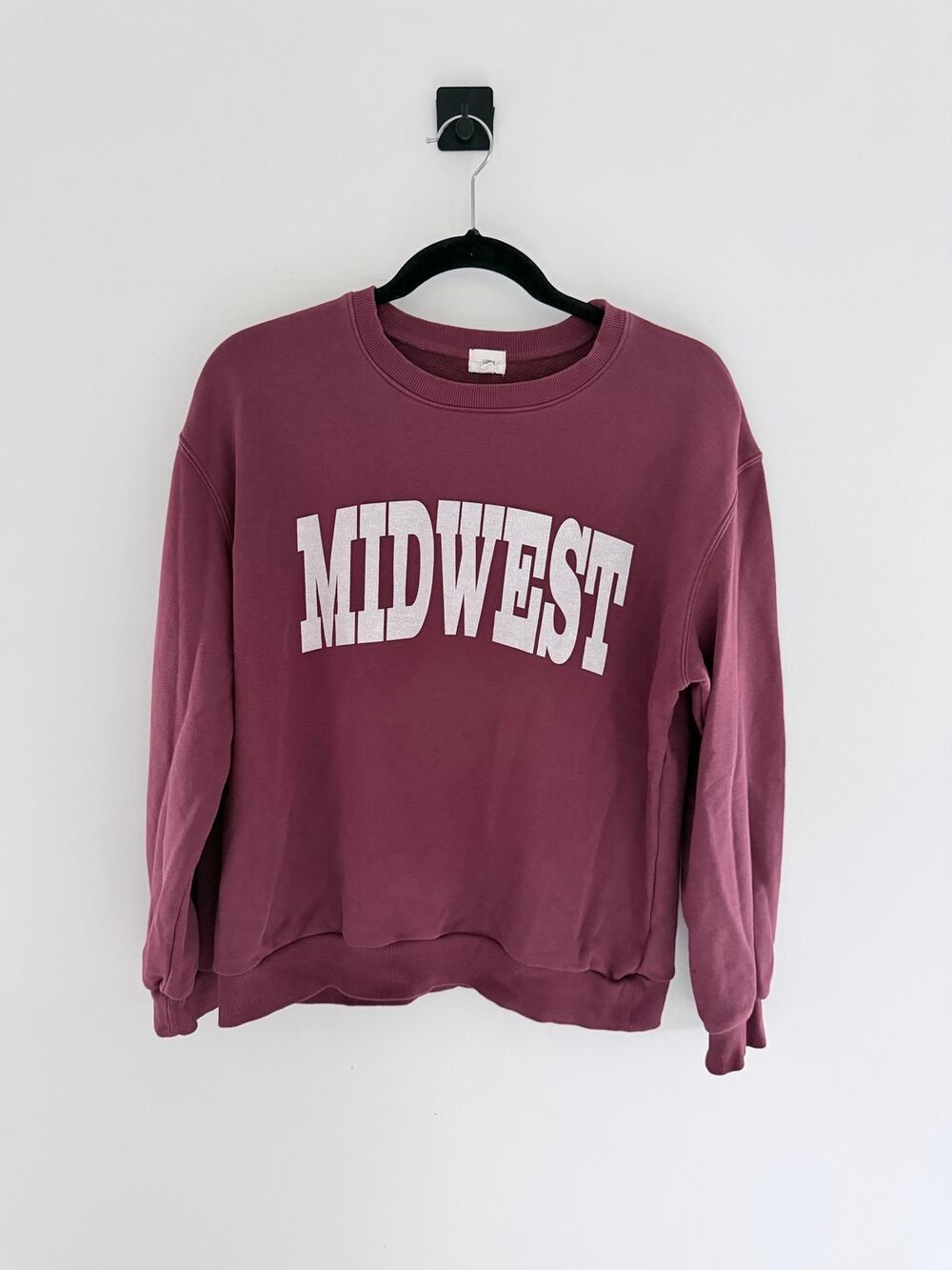 12PM Maroon Collegiate “MIDWEST” Crewneck Sweater-Size S